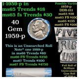 BU Shotgun Jefferson 5c roll, 1959-p 40 pcs Bell T