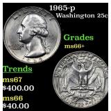 1965-p Washington Quarter 25c Grades GEM++ Unc