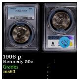 1996-p Kennedy Half Dollar 50c ms63 PCGS