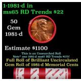 BU Shotgun Lincoln 1c roll, 1981-d 50 pcs Dunbar W