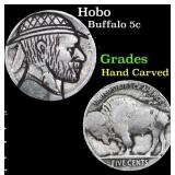 Hobo Buffalo Nickel 5c Grades Hand Carved