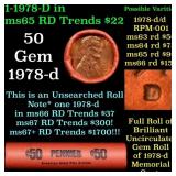 BU Shotgun Lincoln 1c roll, 1978-d 50 pcs Bank Wra