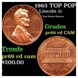 1963 Proof Lincoln Cent TOP POP! 1c Graded pr69 rd