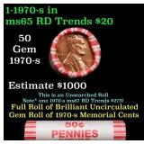 BU Shotgun Lincoln 1c roll, 1970-s 50 pcs Bank Wra