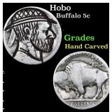 Hobo Buffalo Nickel 5c Grades Hand Carved