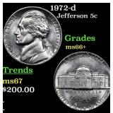 1972-d Jefferson Nickel 5c Grades GEM++ Unc