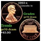 1992-s Proof Lincoln Cent 1c Grades GEM++ Proof De