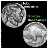 Hobo Buffalo Nickel 5c Grades Hand Carved