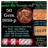 BU Shotgun Lincoln 1c roll, 1959-p 50 pcs Dunbar W