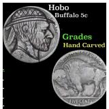 Hobo Buffalo Nickel 5c Grades Hand Carved