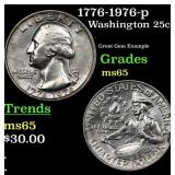 1776-1976-p Washington Quarter 25c Grades GEM Unc
