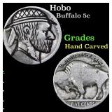 Hobo Buffalo Nickel 5c Grades Hand Carved