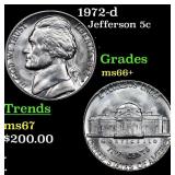 1972-d Jefferson Nickel 5c Grades GEM++ Unc