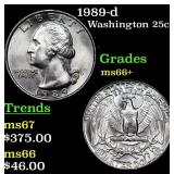 1989-d Washington Quarter 25c Grades GEM++ Unc