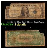 1935A $1 Blue Seal Silver Certificate Grades f det
