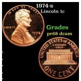 1974-s Proof Lincoln Cent 1c Grades GEM++ Proof De