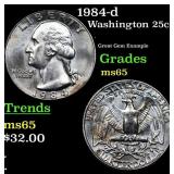 1984-d Washington Quarter 25c Grades GEM Unc