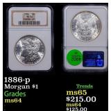 NGC 1886-p Morgan Dollar 1 Graded ms64 By NGC