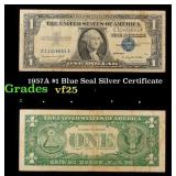 1957A $1 Blue Seal Silver Certificate Grades vf+