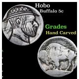 Hobo Buffalo Nickel 5c Grades Hand Carved