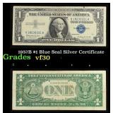 1957B $1 Blue Seal Silver Certificate Grades vf++