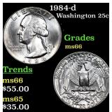 1984-d Washington Quarter 25c Grades GEM+ Unc