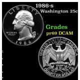 1986-s Proof Washington Quarter 25c Grades GEM++ P