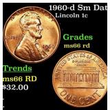 1960-d Sm Date Lincoln Cent 1c Grades GEM+ Unc RD