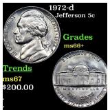 1972-d Jefferson Nickel 5c Grades GEM++ Unc