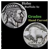 Hobo Buffalo Nickel 5c Grades Hand Carved
