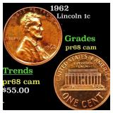 1962 Proof Lincoln Cent 1c Grades GEM++ Proof Came