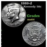 1989-d Kennedy Half Dollar 50c Grades Choice Unc