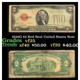 1928G $2 Red Seal United States Note Grades vf+