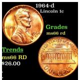 1964-d Lincoln Cent 1c Grades GEM+ Unc RD