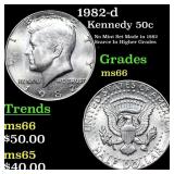 1982-d Kennedy Half Dollar 50c Grades GEM+ Unc