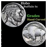Hobo Buffalo Nickel 5c Grades Hand Carved