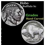 Hobo Buffalo Nickel 5c Grades Hand Carved