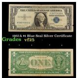 1957A $1 Blue Seal Silver Certificate Grades vf+