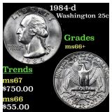 1984-d Washington Quarter 25c Grades GEM++ Unc