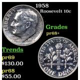 1958 Proof Roosevelt Dime 10c Grades GEM++ Proof