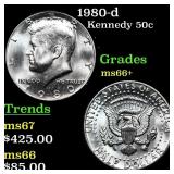 1980-d Kennedy Half Dollar 50c Grades GEM++ Unc