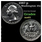 1987-p Washington Quarter 25c Grades GEM Unc