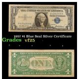 1957 $1 Blue Seal Silver Certificate Grades vf+