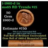 BU Shotgun Lincoln 1c roll, 1960-d 50 pcs Bank Wra