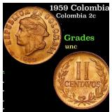 1959 Colombia 2 Centavos KM#214 Grades Brilliant U