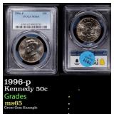 1996-p Kennedy Half Dollar 50c ms65 PCGS