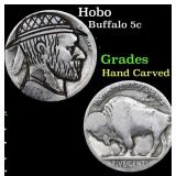 Hobo Buffalo Nickel 5c Grades Hand Carved