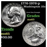 1776-1976-p Washington Quarter 25c Grades GEM Unc