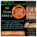 BU Shotgun Lincoln 1c roll, 1982-d 50 pcs Bank Wra