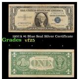 1957A $1 Blue Seal Silver Certificate Grades vf+